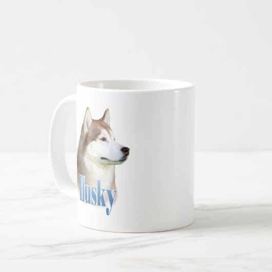 赤シベリアのハスキーの名前 コーヒーマグカップ (正面左)