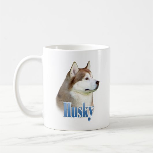 赤シベリアのハスキーの名前 コーヒーマグカップ (左)