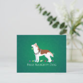 赤シベリアのハスキー犬いけなのクリスマス シーズンポストカード (スタンド正面)