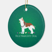 赤シベリアのハスキー犬いけなのクリスマス セラミックオーナメント (左)