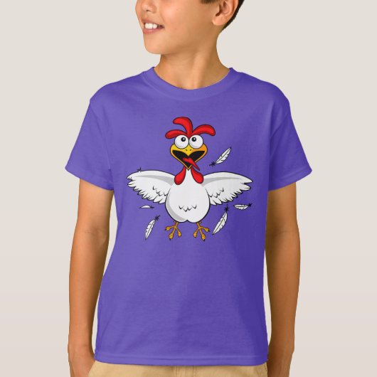赤シャツおもしろいの熱狂する鶏 Tシャツ (正面)