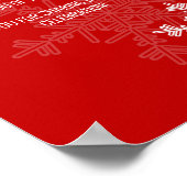 赤シャワー赤い雪の結晶がサインを好む ポスター (角)