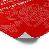 赤シャワー赤い雪片カードとギフトサイン ポスター (角)