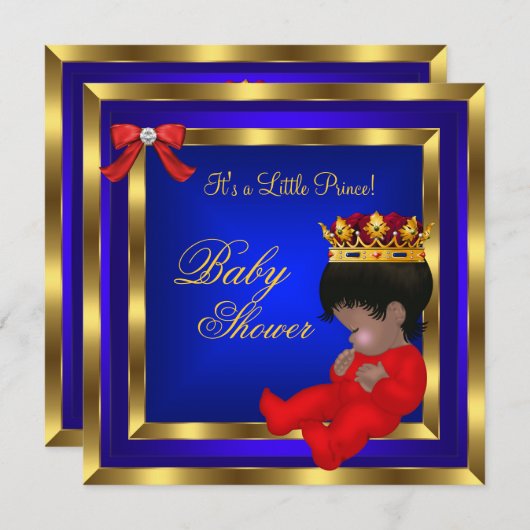赤シャワ王室のー赤ブルー金ゴールド王子様2 招待状 (正面/裏面)