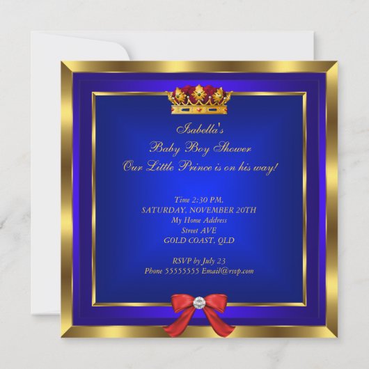 赤シャワ王室のー赤ブルー金ゴールド王子様2 招待状 (裏面)