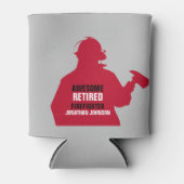 赤シルエットパーソナライズされた退職した消防士 缶クーラー (正面)