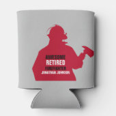 赤シルエットパーソナライズされた退職した消防士 缶クーラー (裏面)