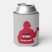赤シルエットパーソナライズされた退職した消防士 缶クーラー (缶裏面)