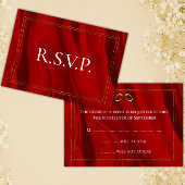 赤シルクと金ゴールドウェディングRSVP 出欠カード