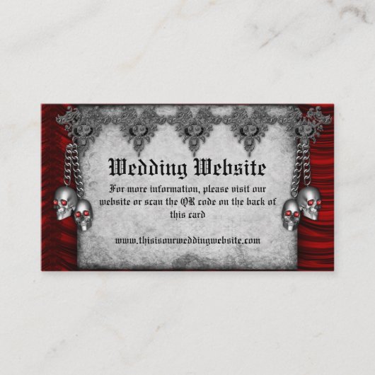 赤シルクと銀のスカルゴシック結婚スのウェブサイト エンクロージャーカード (正面)