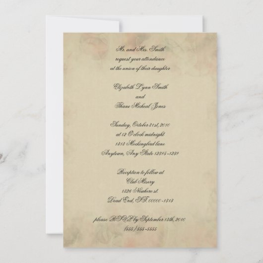 赤シルクアンドパーチメントゴシック結婚式招待状 セーブザデート (裏面)