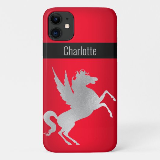 赤シルバーユニコーンIPHONEカバーのカスタマイズ可能 Case-Mate iPhoneケース (裏面)