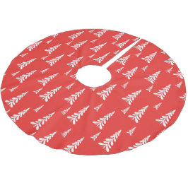 赤シンプルいクリスマスクリスマス松の木の雪のパターン ブラッシュドポリエステルツリースカート