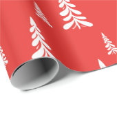 赤シンプルいクリスマスクリスマス松の木の雪のパターン ラッピングペーパー (ロールコーナー)