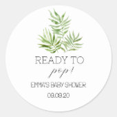 赤シンプルちゃんシャワーの準備ができてポップ・アートのいるフローラ緑 ラウンドシール (正面)