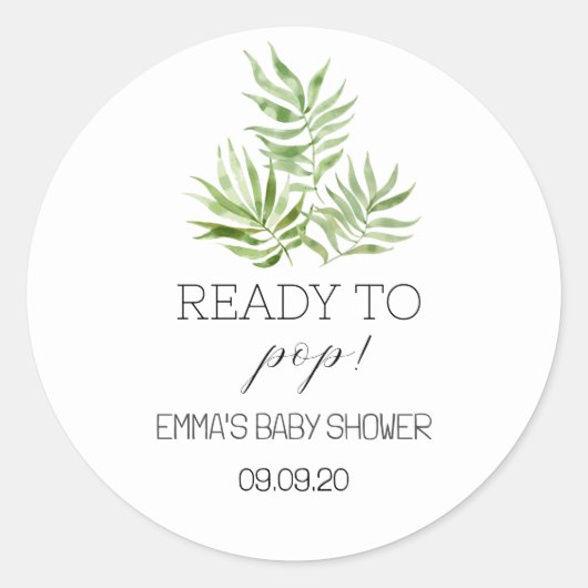 赤シンプルちゃんシャワーの準備ができてポップ・アートのいるフローラ緑 ラウンドシール (正面)
