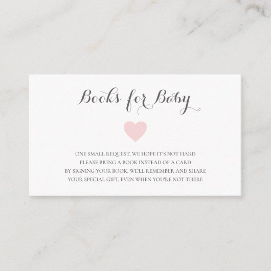 赤シンプルちゃんシャワー用かわいいピンクのハートガールブック エンクロージャーカード (正面)