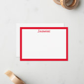 赤シンプルとクラシック ノートカード (正面/裏面インサイチュ)