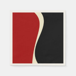 赤シンプルとクリームの波2 スタンダードカクテルナプキン