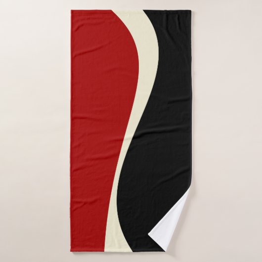 赤シンプルとクリームの波2 バスタオルセット (バスタオル)