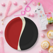 赤シンプルとクリームの波2 ペーパープレート (パーティー)