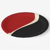 赤シンプルとクリームの波2 ペーパープレート (アングル)