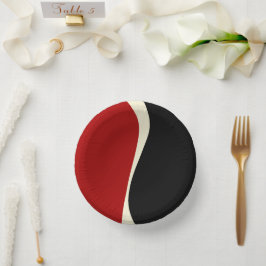 赤シンプルとクリームの波2 ペーパーボウル