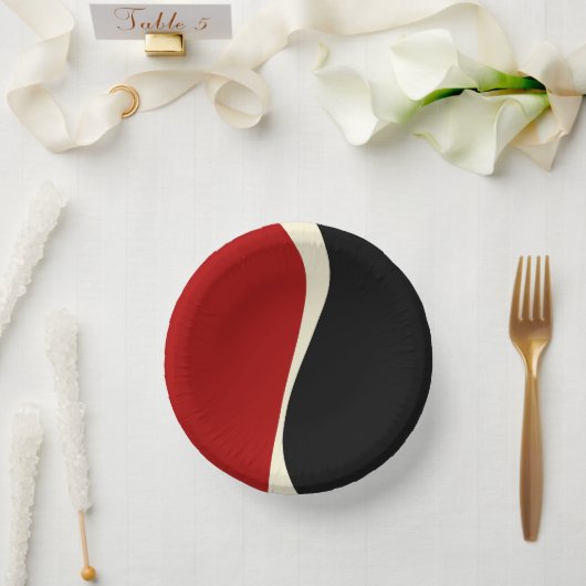 赤シンプルとクリームの波2 ペーパーボウル (ウェディング)