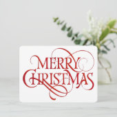 赤シンプルと白のメリークリスマス シーズンカード (スタンド正面)