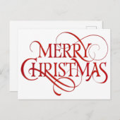 赤シンプルと白のメリークリスマス シーズンポストカード (正面/裏面)