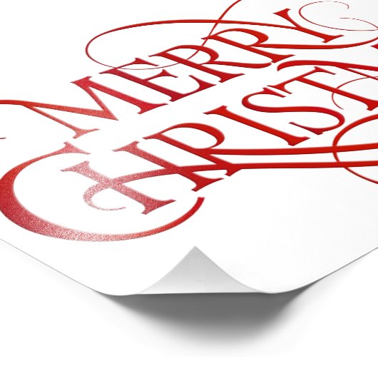 赤シンプルと白のメリークリスマス フォトプリント            (角)