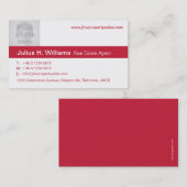 赤シンプルと白の写真赤のバック名刺 名刺 (正面/裏面)