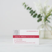 赤シンプルと白の写真赤のバック名刺 名刺 (スタンド正面)