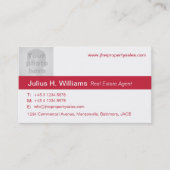 赤シンプルと白の写真赤のバック名刺 名刺 (正面)