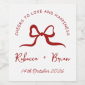 赤シンプルと白の手描き弓スケッチ結婚ズ ワインラベル (シングルラベル)