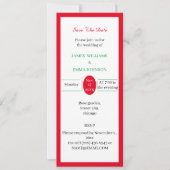 赤シンプルと緑が日パーソナライズされた付を保存 招待状 (正面)