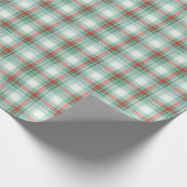 赤シンプルと緑のクリスマスプレドタータンチェック ラッピングペーパー (角)