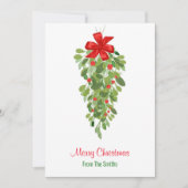 赤シンプルと緑のミスタントウクリスマスカード サンキューカード (正面)