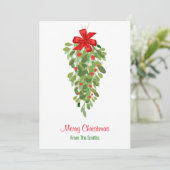 赤シンプルと緑のミスタントウクリスマスカード サンキューカード (スタンド正面)