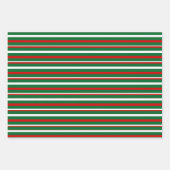 赤シンプルと緑の上にストライプシックな白いのパターン ラッピングペーパーシート (正面3)