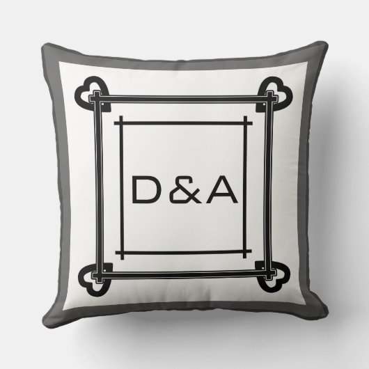 赤シンプルと黒の色調の幾何学的パターン クッション (裏面)