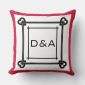 赤シンプルと黒の色調の幾何学的パターン クッション (正面)