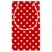 赤シンプルにシックな白水玉模様パターン スモールペーパーバッグ (裏面)