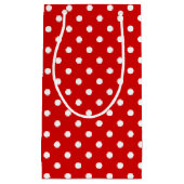 赤シンプルにシックな白水玉模様パターン スモールペーパーバッグ (正面)