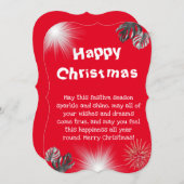 赤シンプルのクリスマスの家族のグリーティングカード 招待状 (正面/裏面)