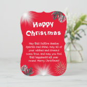 赤シンプルのクリスマスの家族のグリーティングカード 招待状 (スタンド正面)