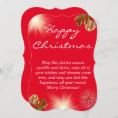 赤シンプルのクリスマス家族の挨拶状 招待状 (正面/裏面)