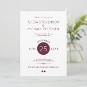 赤シンプルエレガントブルゴーニュと白結婚の 招待状 (スタンド正面)