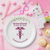 赤シンプルカドゥセウスナース卒業 ペーパープレート (パーティー)