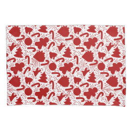 赤シンプルクリスマスパターン 枕カバー